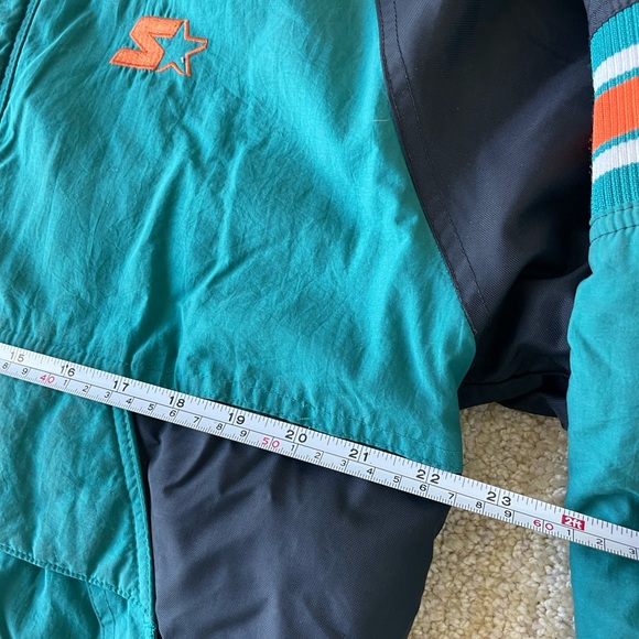 VTG Starter Jacket NFL MIAMI DOLPHINS Puffer Coat w Hood Mens Large Pullover - Picture 11 of 16